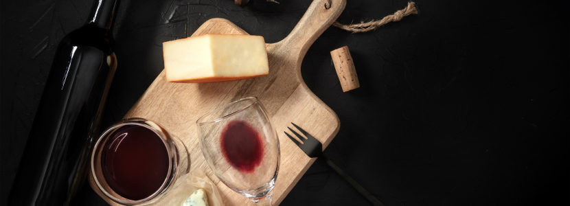 Selection of wine, cheese and nibbles