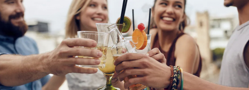 Young people having drinks.