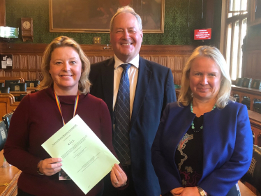 Nickie with Bob Blackman MP and Minister Felicity Buchan MP