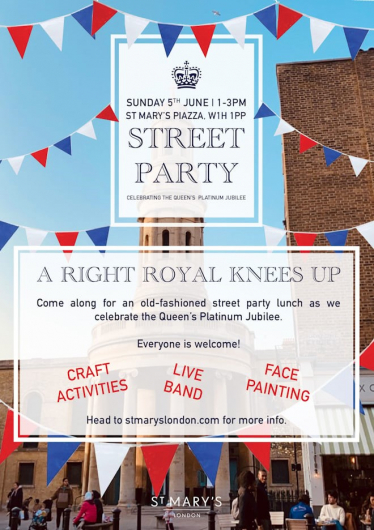 All are welcome on 5 June when St Mary’s Church is holding a Street Party 